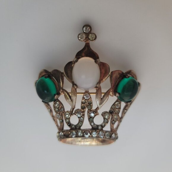 Estate Jewelry - Antique Art Deco, Sterling, Moonstone, Rhinestone, Jelly Belly Brooch